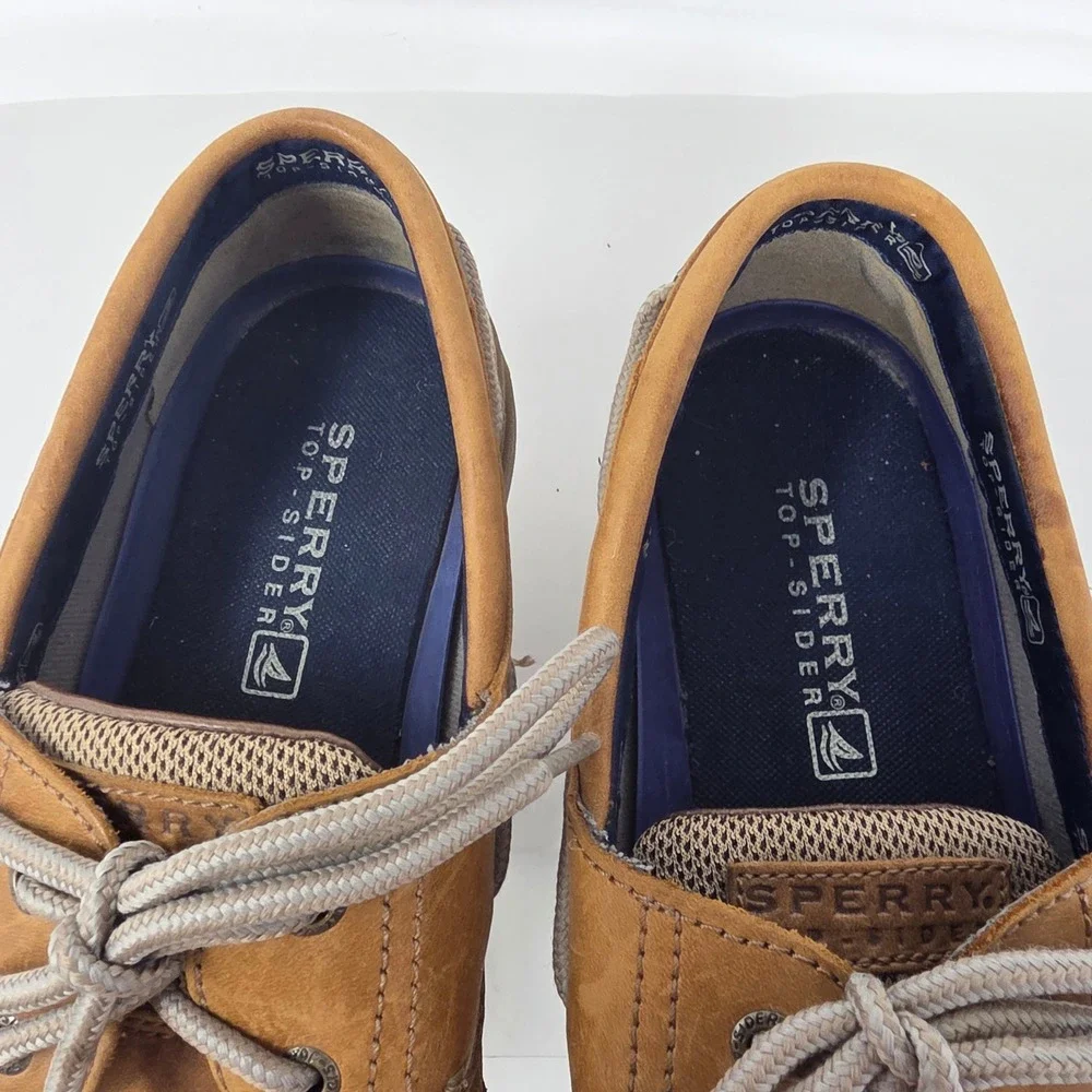 Sperry Top-Sider Billfish Boat Shoes Mens 11M Tan Leather Mesh Loafers Good